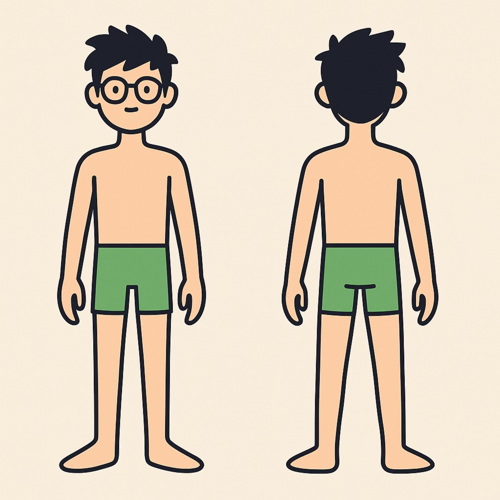 Teen figure, front and back views for CGM placement